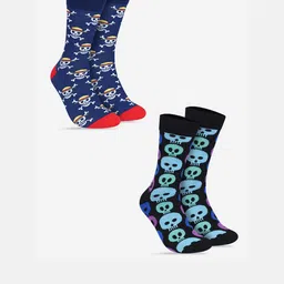 TOFFCRAFT Men Pack Of 2 Printed Cotton Calf-Length Socks-picture-39