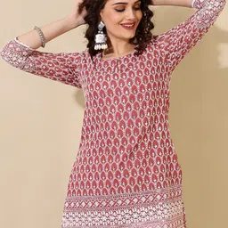 AKIMIA Ethnic Motifs Embroidered Chikankari Kurti-picture-33