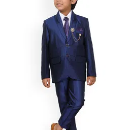 DKGF FASHION Boys Navy Blue 4-Piece Suit-image-34