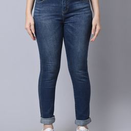 GRACIT Women Navy Blue Slim Fit Light Fade Stretchable Jeans-picture-3