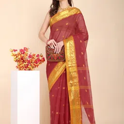 SLAGHA Woven Design Zari Pure Cotton Taant Saree-picture-19