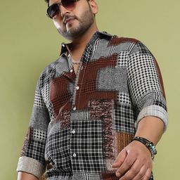 Instafab Plus Classic Printed Spread Collar Cotton Casual Shirt-picture-16