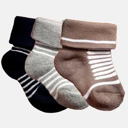 N2S NEXT2SKIN Infants Pack Of 3 Striped Cotton Ankle-Length Socks-picture-37
