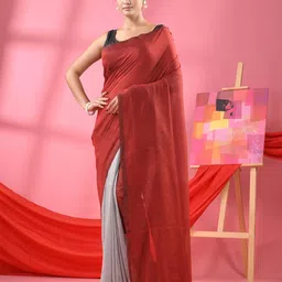 Angoshobha Colourblocked Woven Design Pure Cotton Saree-picture-32