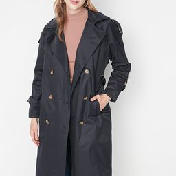 Trendyol Women Navy Blue Solid Longline Overcoat-picture-36