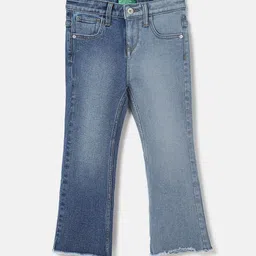 United Colors of Benetton Girls Cotton Low Distress Light Fade Jeans-image-67