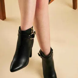 Peach Flores Women Trinity Leather Block-Heeled Zip-Up Ankle Boots-picture-33