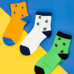 Yellow Bee Boys Pack Of 3 Patterned Cotton Above Ankle-Length Socks-picture-35