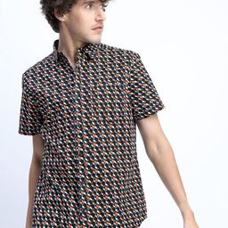 HIGHLANDER Men Black Slim Fit Printed Casual Shirt-picture-12