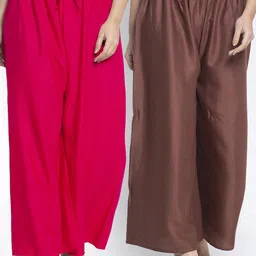 GRACIT Women Pack Of 2 Fuchsia & Brown Ethnic Palazzos-picture-16