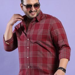Instafab Plus Size Tartan Checked Classic Regular Fit Cotton Casual Shirt-picture-38