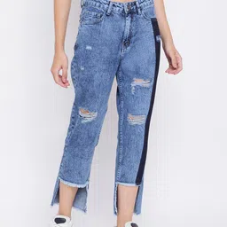 Belliskey Women Blue Boyfriend Fit High-Rise Mildly Distressed  Stretchable Jeans-image-38