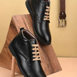 HERE&NOW Men Black Lace-Up Regular Boots-picture-18