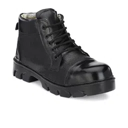 Eego Italy Black Leather Combat Steel Toe Boots-picture-36