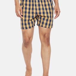 Ajile by Pantaloons Men Yellow & Blue Checked Pure Cotton Boxers-picture-31
