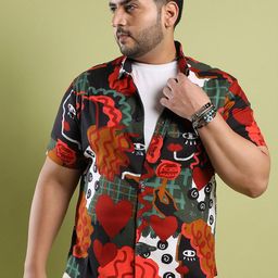Instafab Plus Classic Printed Spread Collar Casual Shirt-picture-32