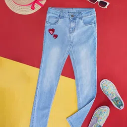 Pantaloons Junior Girls Blue Regular Fit Mid-Rise Heavy Fade Jeans-picture-25