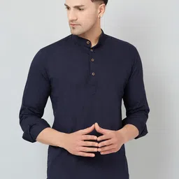 LOUIS MONARCH Mandarin Collar Long Sleeves Comfort Slim Fit Straight Short Kurta-picture-28