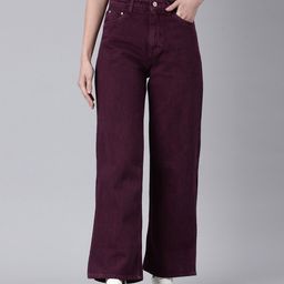 SHOWOFF Women Wide Leg Clean Look Slit Hem Jeans-picture-46