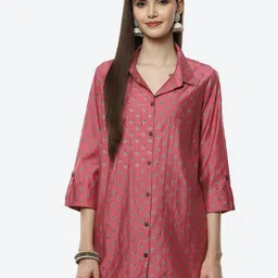 Biba Women Pink Printed Casual Shirt-image-0