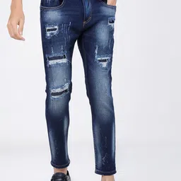 HIGHLANDER Men Blue Tapered Fit Mildly Distressed Heavy Fade Jeans-picture-35