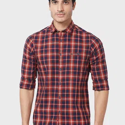 ColorPlus Contemporary Fit Tartan Checks Cotton Casual Shirt-image-4