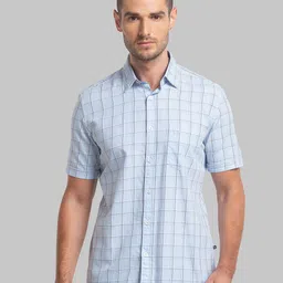 Parx Men Slim Fit Windowpane Checked Casual Cotton Shirt-image-1
