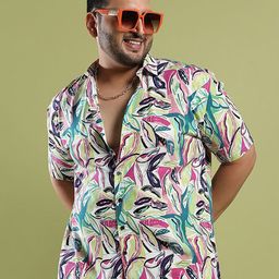 Instafab Plus Spread Collar Classic Abstract Printed Casual Cotton Shirt-picture-37