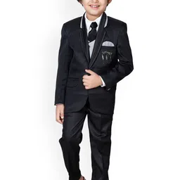 DKGF FASHION Boys Black 5-Piece Suit-image-22