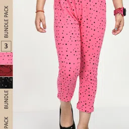 IndiWeaves Girls Pack Of 3 Printed Pure Cotton Capris-picture-18
