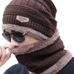 Alexvyan Men Self Design Woollen Beanie With Scarf-picture-16