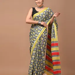 Shivanya Handicrafts Pure Cotton Block Print Saree-image-60