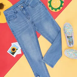 Pantaloons Junior Girls Mid Rise Pure Cotton Light Fade Jeans-picture-28