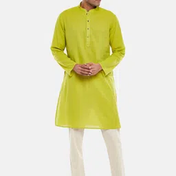 indus route by Pantaloons Men Lime Green Kurta-image-93