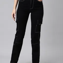 SHOWOFF Women Jean Straight Fit Clean Look Stretchable Cargo Jeans-picture-32