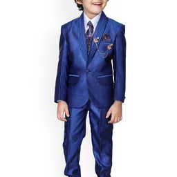 DKGF FASHION Boys 4 Piece Blue Solid Party Suit-image-26