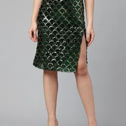 I Love She Printed Side-Slit A-Line Knee Length Skirt-picture-30