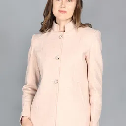 PROTEX Women Peach Coloured Solid Winter Overcoats-image-37