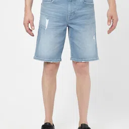Passion Men Mid-Rise Washed Cotton Denim Shorts-image-53