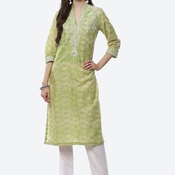 Biba Women Green Floral Embroidered Kurta-picture-5