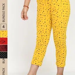IndiWeaves Girls Pack of 4 Printed High Rise Pure Cotton Capris-picture-17