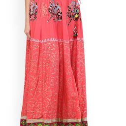 Exotic India Ethnic Motifs Printed Cotton Flared Maxi Skirt-picture-29