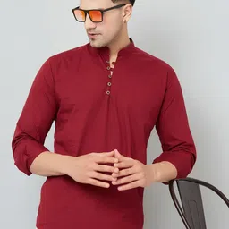 LOUIS MONARCH Comfort Slim Fit Mandarin Collar Cotton Short Kurta-picture-40