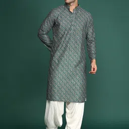 Sangria Bandhani Printed Sequenced Cotton Mandarin Collar Straight Kurta-picture-26