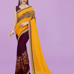 moda rapido ANAND SAREES Floral Printed Half and Half Saree-picture-27