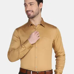 Blackberrys Men Brown Solid Slim Fit Cotton Formal Shirt-image-5