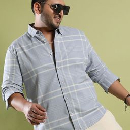 Instafab Plus Classic Windowpane Checks Cotton Casual Shirt-picture-18