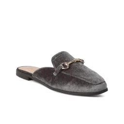 London Rag Women Grey Embellished Mules Flats-picture-17