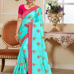 Mitera Ethnic Motifs Embroidered Silk Blend Saree-picture-17