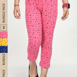 IndiWeaves Girls Pack of 3 Printed High Rise Pure Cotton Capris-picture-32